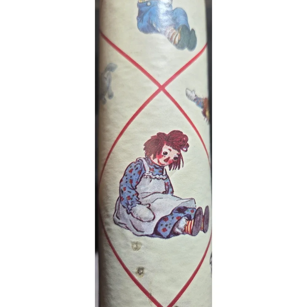 Vintage Raggedy Ann & Andy Wallpaper Red Diamond Nursery Retro 18